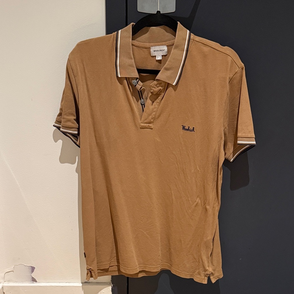 Woolrich Men's Polo in Camel with Contrast Trim